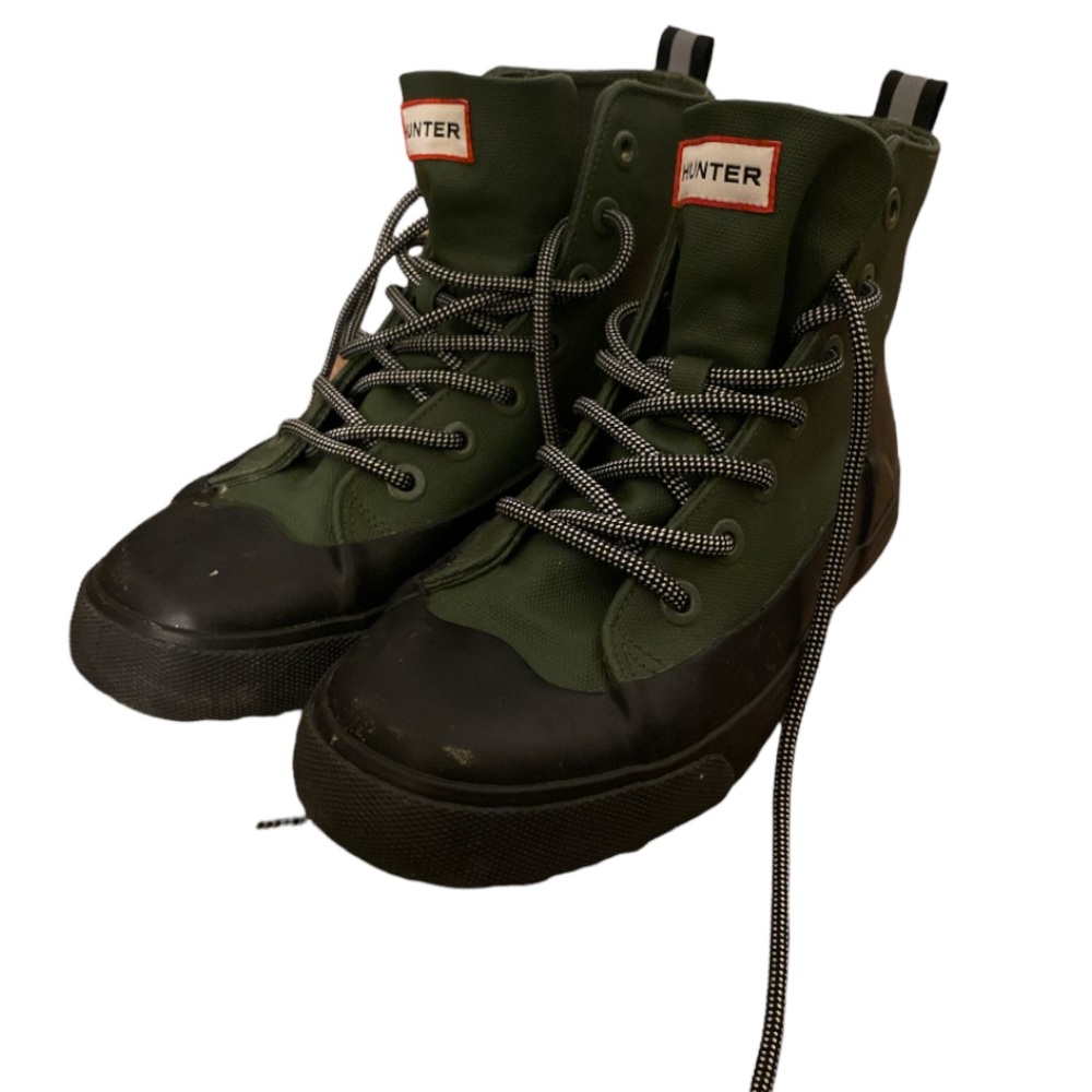 Hunter Olive Green and Black High-Top Sneakers